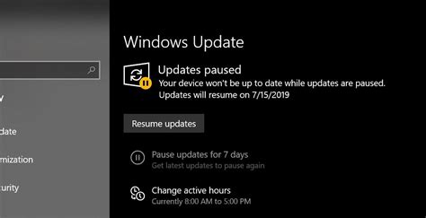 Windows 10 Home 1903 Does Not Have An Unpause Update Button