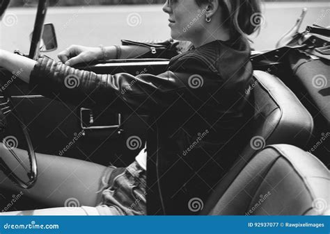 woman driving a car with windows down stock image image of female