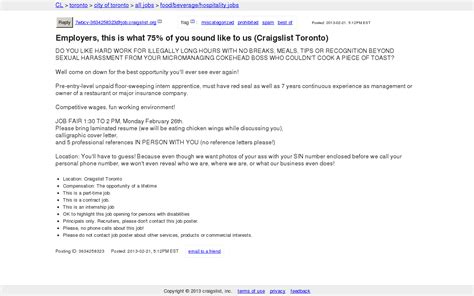I Got Fed Up With The Employers Posting To Craigslist Toronto’s Service
