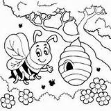 Bee Coloring Honey Pages Bees Surfnetkids Kids Printable Sheets Colouring Hive Color Cute Bumble Preschoolers Queen Buzzing Cartoon Pollen Bears sketch template