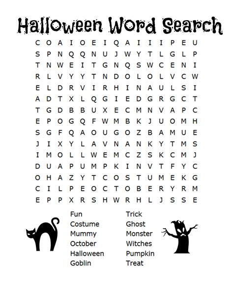 spooky halloween word searches kittybabylove word search printable