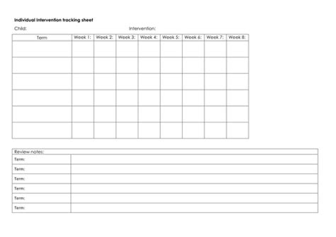 individual intervention cover  tracking sheets teaching resources