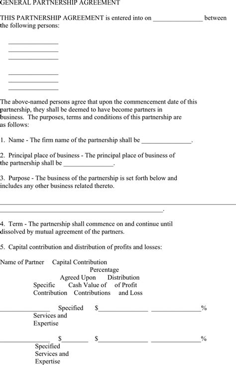 general partnership agreement template  kb  pages