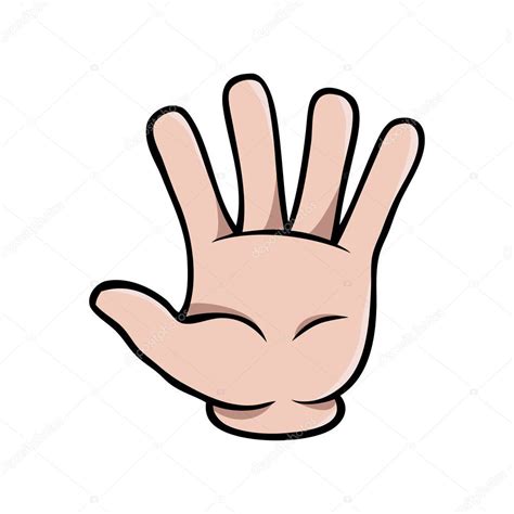 mano abierta caricatura mano humana caricatura mostrando los cinco dedos vector de stock