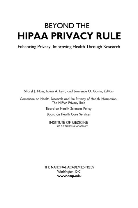 front matter   hipaa privacy rule enhancing privacy