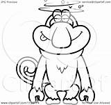 Monkey Clipart Cartoon Drunk Dumb Outlined Proboscis Cory Thoman Coloring Vector 2021 sketch template