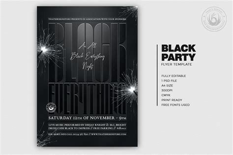 black party flyer template  posters design  photoshop