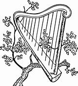 Harp Coloring Pages Music Kelly Class sketch template