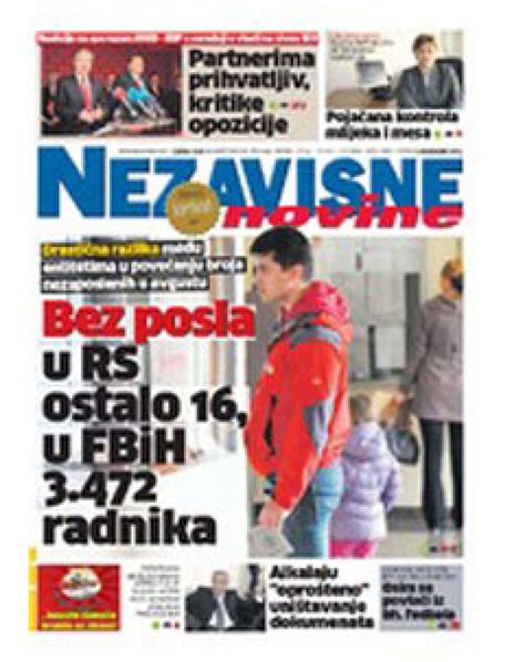 couverture nezavisne novine une du  novembre
