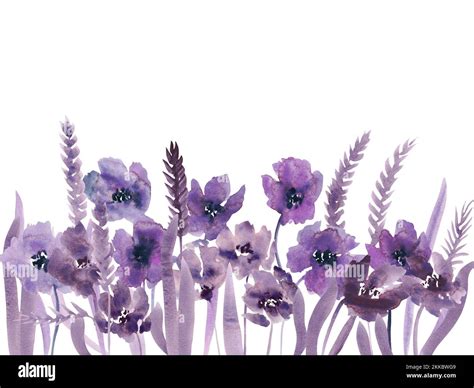 bouquet watercolor wildflowerst purple flowers clipart floral clip