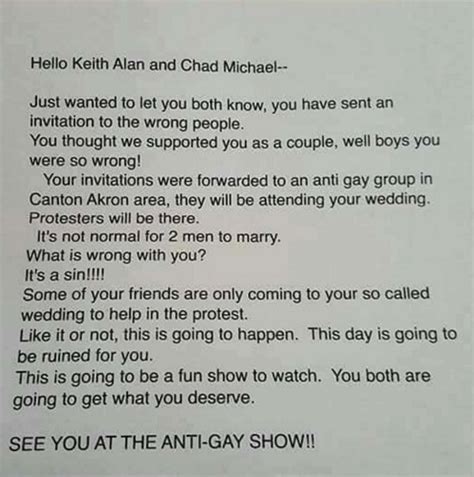 canton couple receives anti gay letter in response to wedding invite that went to the wrong