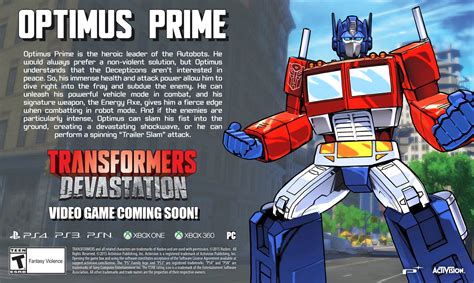 Update Transformers Devastation Video Game Optimus