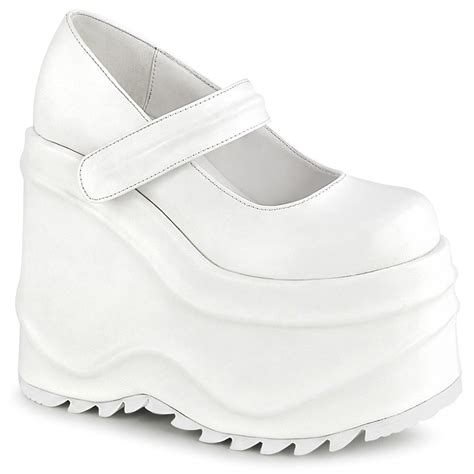 demonia wave  discount sale white womens platforms shoes