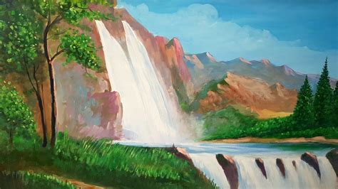 poster colour painting  huge mountains landscape painting art