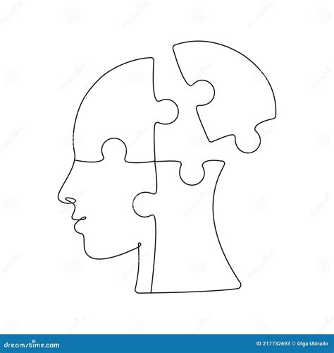 puzzle shaped head lacking  piece    drawing concept  mental health stock vector