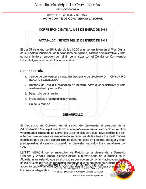 23920 Actas Comite Convivencia Laboral 2019 Acta ComitÉ De