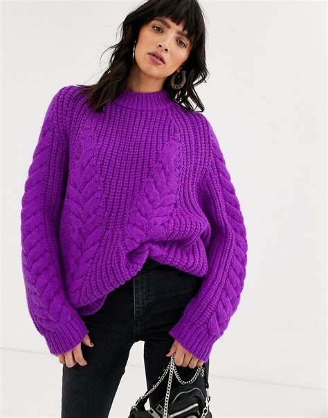asos design premium oversized cable sweater purple modesens sweater trends asos designs
