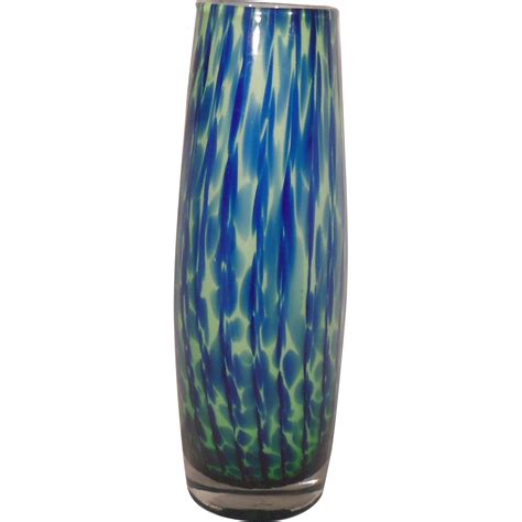 Dark Blue Medium Blue And Green Case Glass Vase From