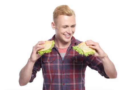 Young Handsome Man Choosing Sandwich Stock Image Image Of Confident