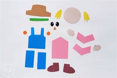 movable paper scarecrow craft  template mombrite