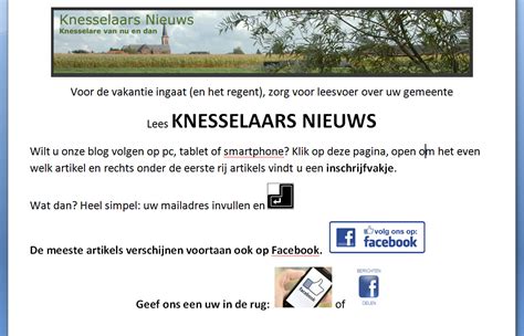 info voor facebooklezers knesselaars nieuws