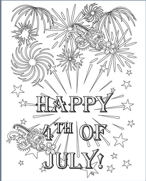 lets celebrate happy   july fireworks coloring page