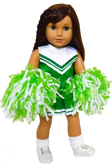 Green And White Cheerleader Outfit For American Girl Dolls 18 Inch