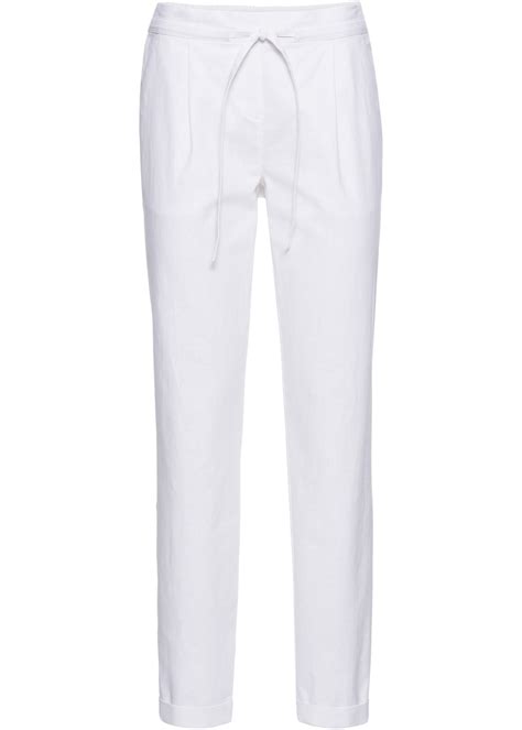 elegante broek met elastische band wit