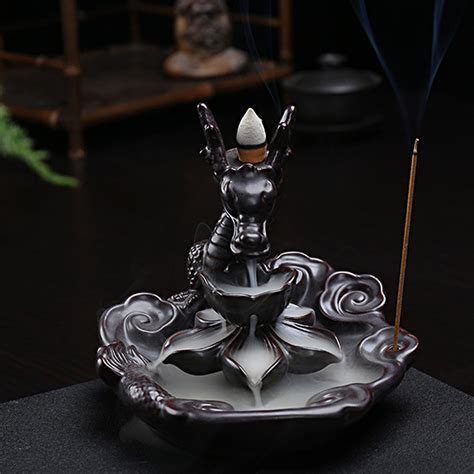 ceramic backflow incense burner dragon incense holder censer pcs