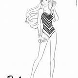 Barbie Swimsuit Striped Her Coloring Pages Hellokids Bathing Suit Plays Guitar sketch template