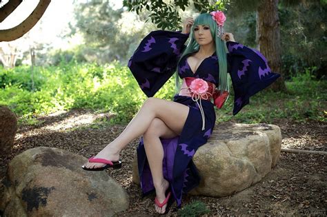 jessica nigri cosplay women cleavage kimono green hair sandals feet toes wallpapers hd