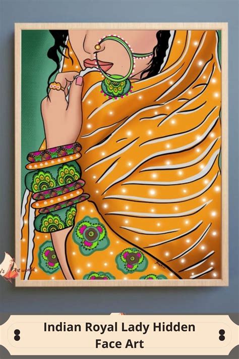 indian royal lady hidden face art i woman print i indian bride art i