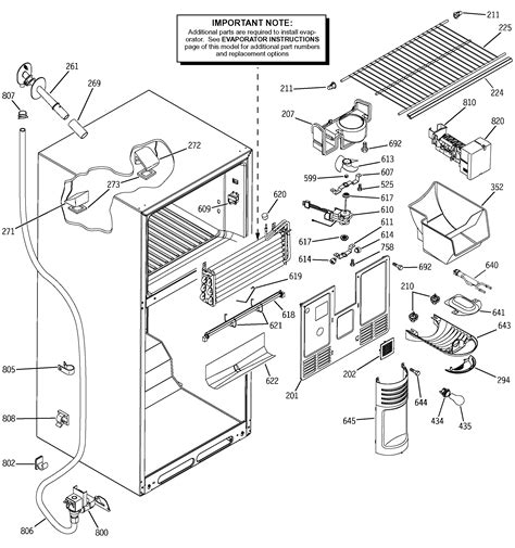 freezer section diagram parts list  model gtswcmbrww ge parts refrigerator parts