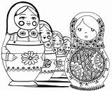 Coloring Matryoshka Doll Russian Russia Pages sketch template