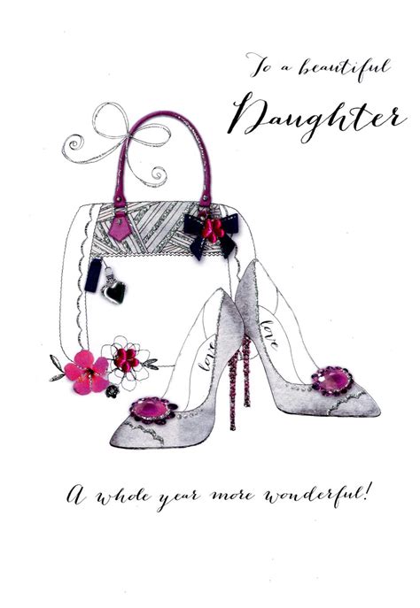 beautiful daughter birthday embellished greeting card cards