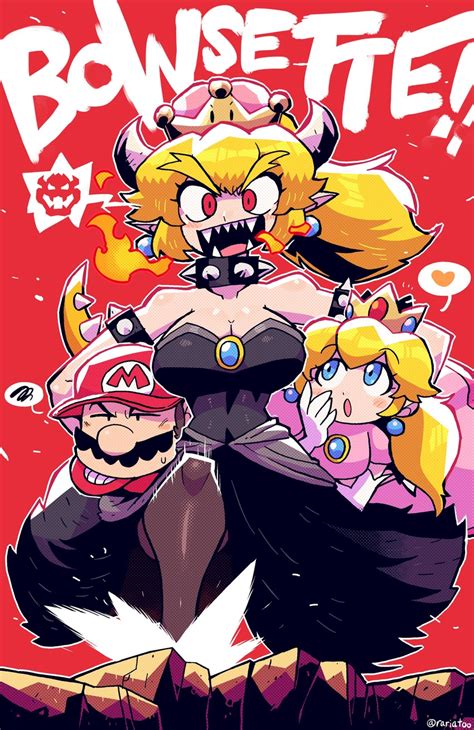 Bowsette Princess Peach And Mario Mario And 1 More