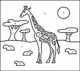 Number Color Giraffe Coloring Pages Printable Easy Animals Animal Kindergarten Printables Coloritbynumbers Paint sketch template