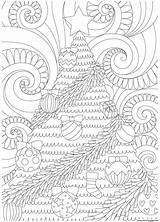 Coloring Adults Swirly Decorated Tree Background Christmas Pages Printable sketch template