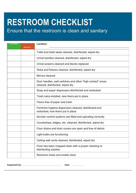 printable bathroom cleaning checklist template  printable templates