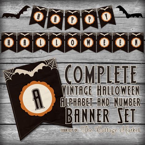printable halloween banner set  cottage market