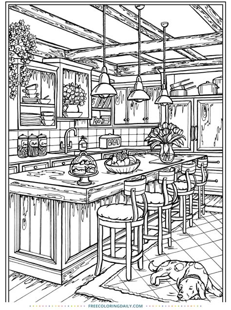 kitchen coloring page  coloring daily