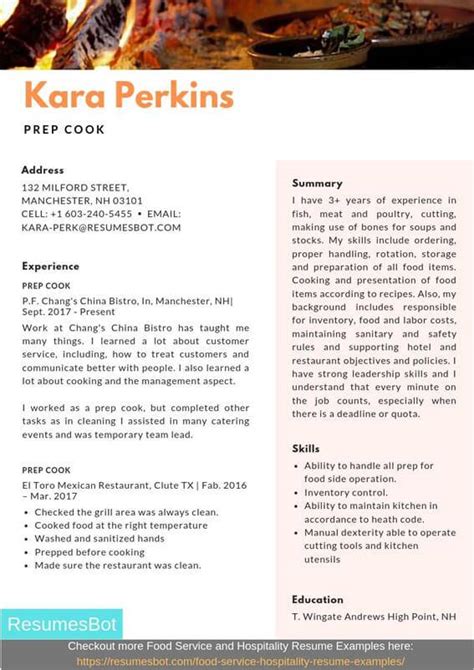prep cook resume samples templates pdfdoc  rb