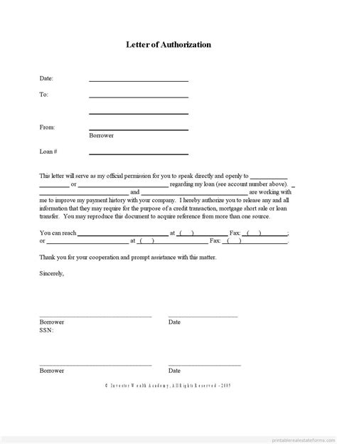letter  authorization form lettering real estate forms