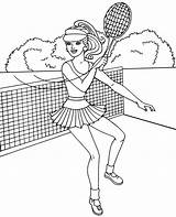 Tennis Coloring Barbie Playing Player Print sketch template