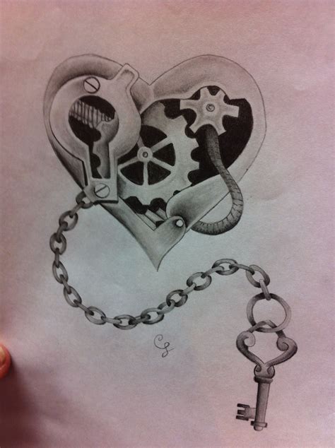 key   heart tattoo idea heart tattoo heart drawing key tattoos