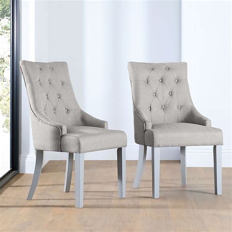duke light grey fabric button  dining chair grey leg furniture