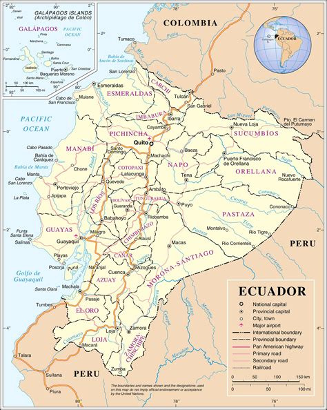 mapa politico del ecuador tamano completo