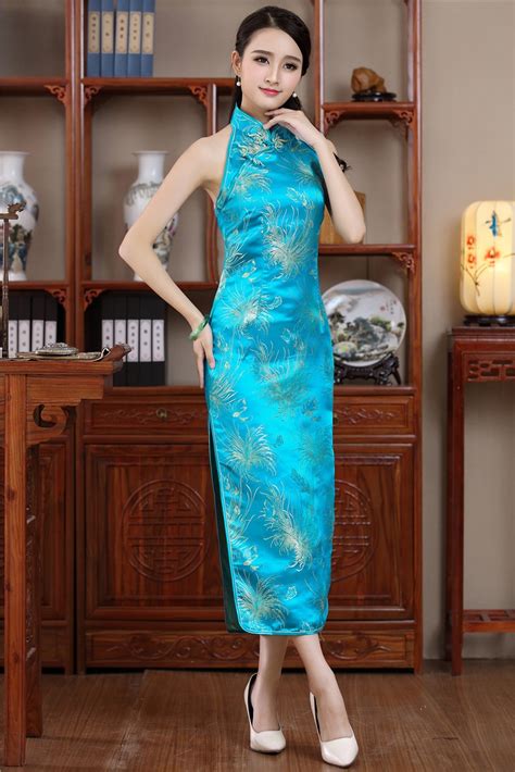 new sexy backless women s long qipao satin dress chinese novelty
