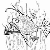 Coloring Pages Fish Angler Seaweed Between Anglerfish Sea Deep A4 Color Designlooter Creature Getcolorings sketch template