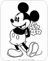 Mickey Coloring Classic Mouse Pages Disneyclips Flowers Pdf Bouquet Funstuff sketch template